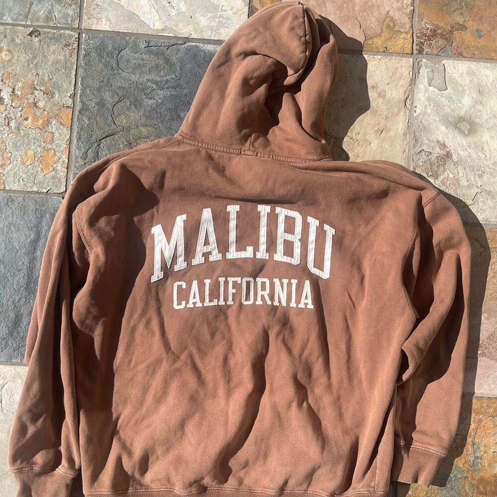 Brandy-melville Women's Brown and Tan Hoodie